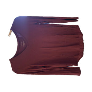 Tahari Burgundy Long Sleeve V-Neck Top - Size XS